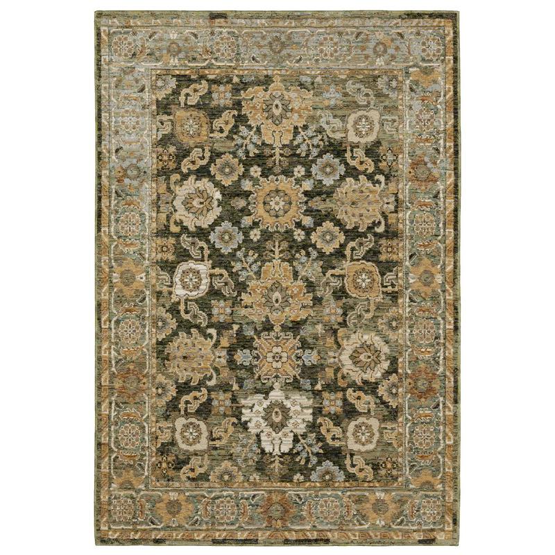 Andorra 2417B Green/ Gold Indoor Area Rug - 1'10" x 3'2"