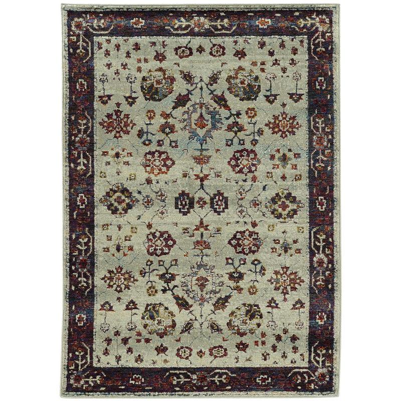 Andorra 6842D Stone/ Red Indoor Area Rug - 1'10" x 3'2"