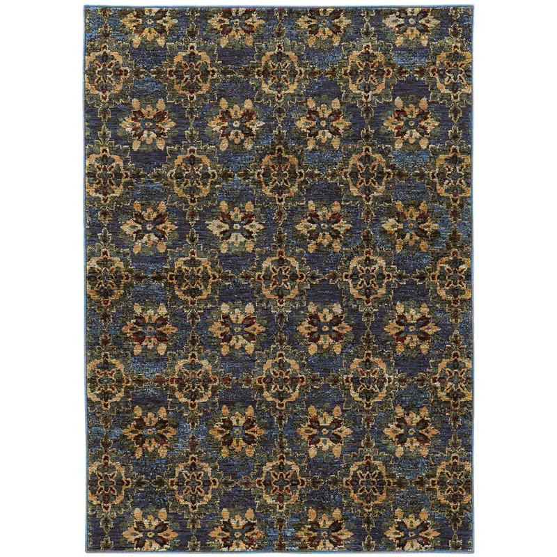 Andorra 6883C Blue/ Gold Indoor Area Rug - 1'10" x 3'2"
