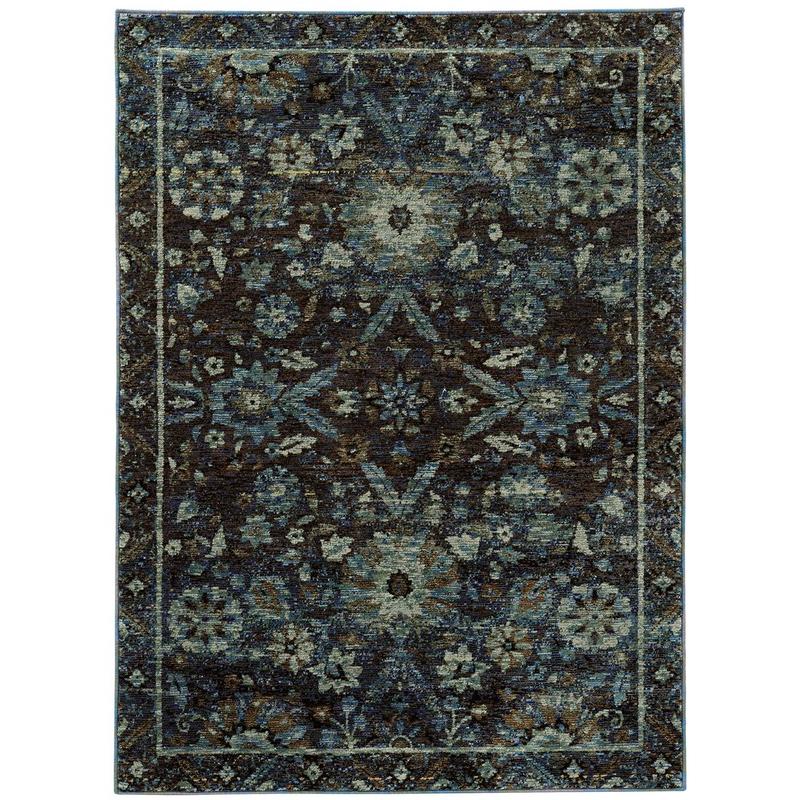 Andorra 7124A Navy/ Blue Indoor Area Rug - 1'10" x 3'2"