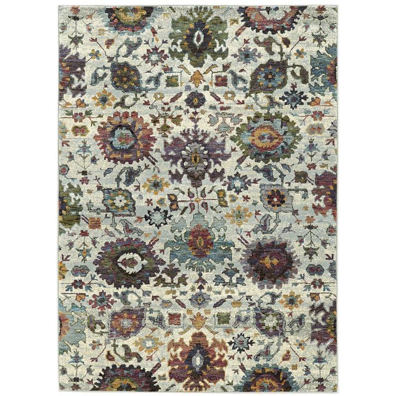Andorra 7129A Stone/ Multi Indoor Area Rug - 1'10" x 3'2"