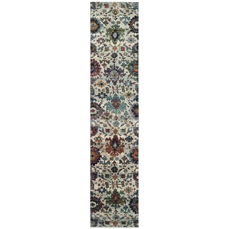 Andorra 7129A Stone/ Multi Indoor Area Rug - 2'6" x 12'