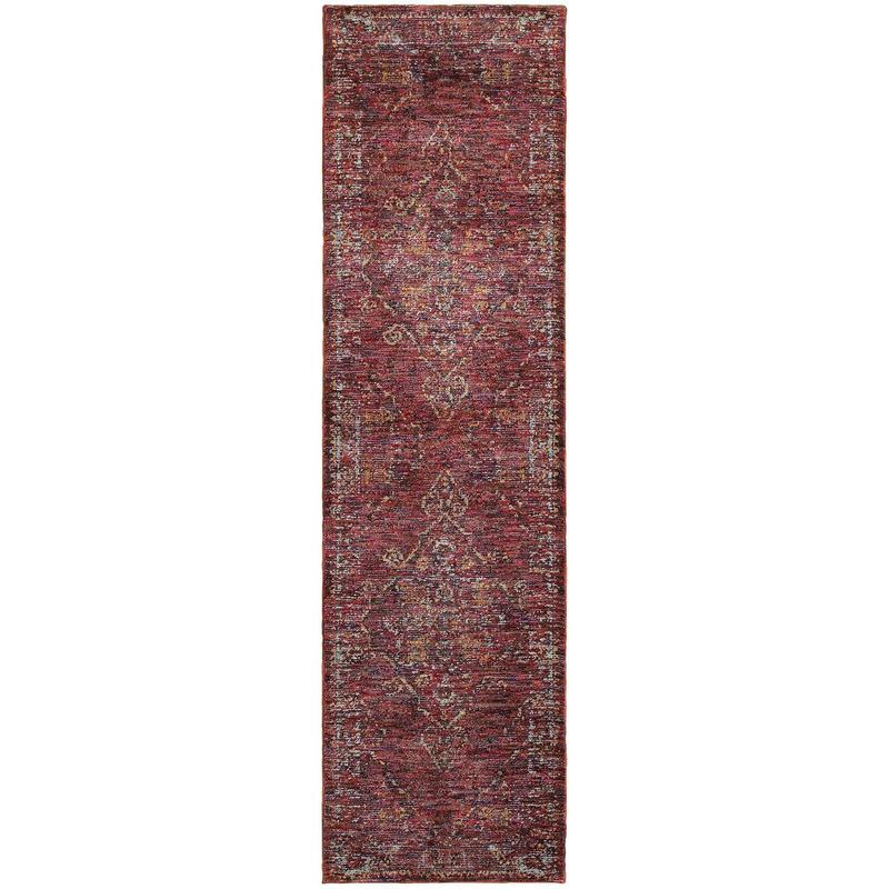 Andorra 7135E Red/ Gold Indoor Area Rug - 2'3" x 8'