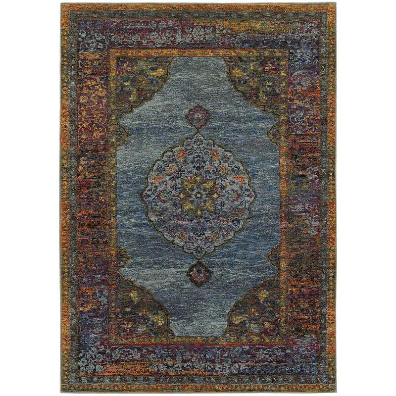 Andorra 7139A Blue/ Multi Indoor Area Rug - 1'10" x 3'2"