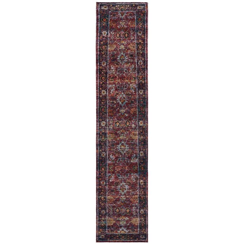 Andorra 7153A Red/ Purple Indoor Area Rug - 2'6" x 12'