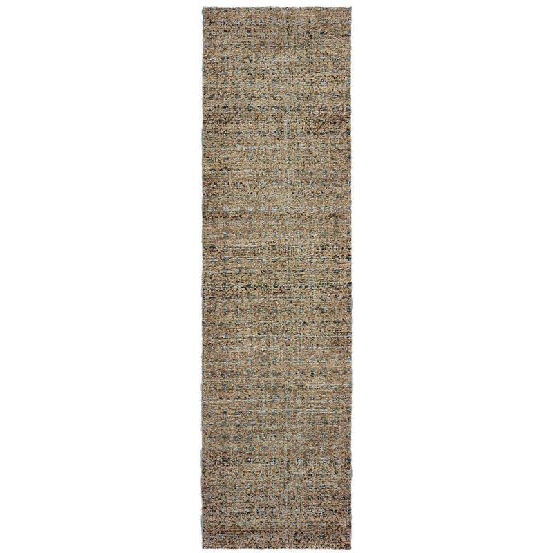 Atlas 8048B Blue/ Gold Indoor Area Rug - 2'3" x 8'