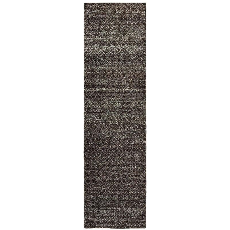 Atlas 8048Q Black/ Grey Indoor Area Rug - 2'3" x 8'