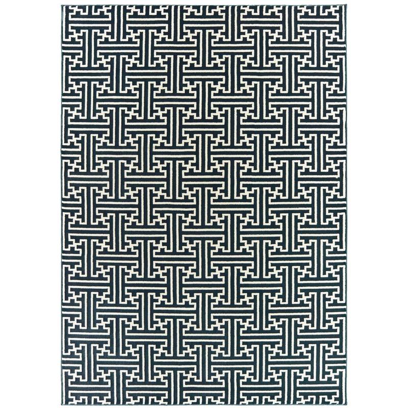 Bowen 1333B Navy/ Ivory Indoor Area Rug - 9'10" x 12'10"