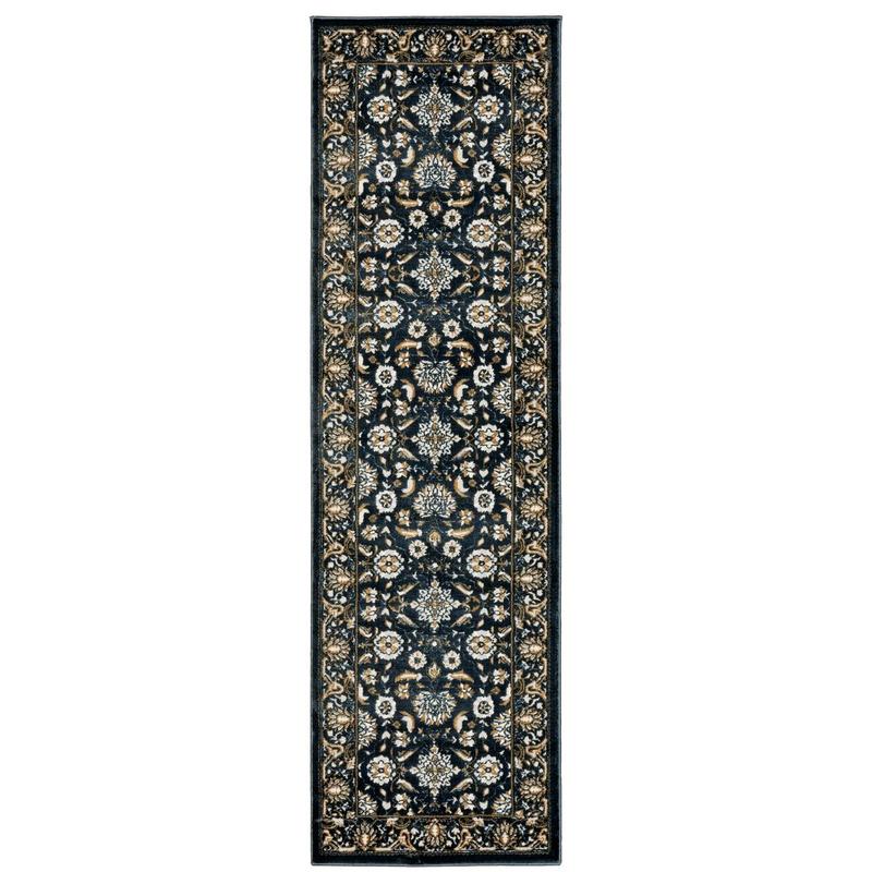 Bowen 534L2 Navy/ Gold Indoor Area Rug - 2'3" x 7'6"