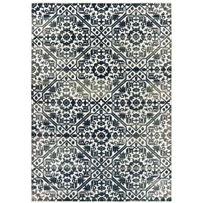 Bowen 5506E Navy/ Ivory Indoor Area Rug - 3'10" x 5'5"