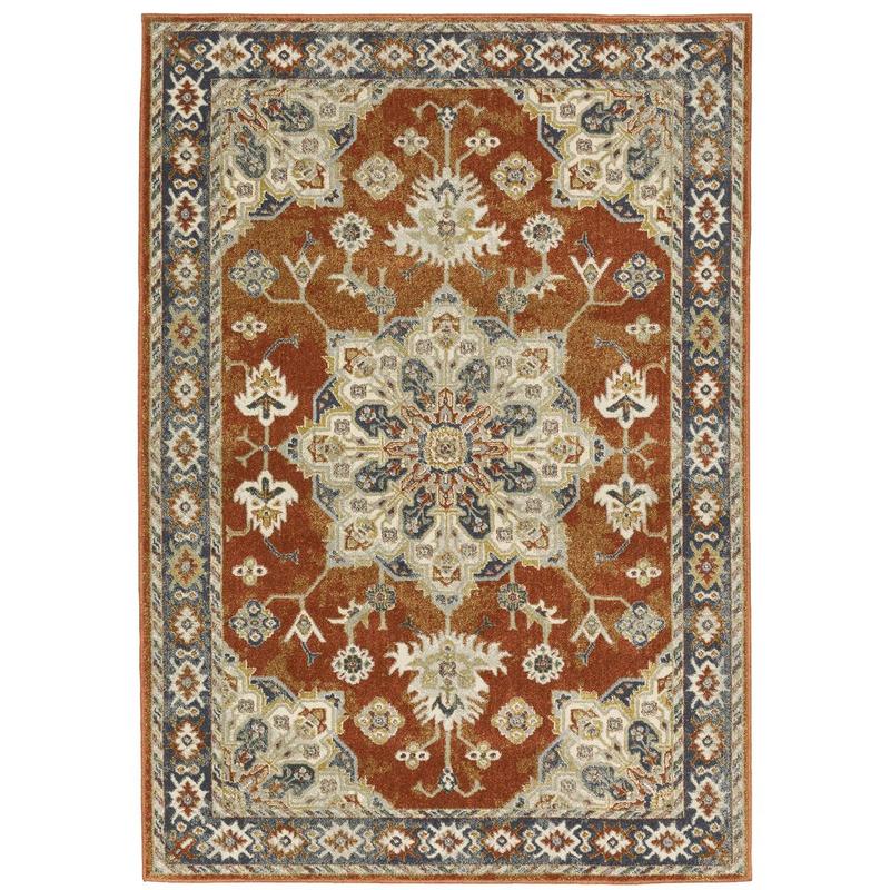 Branson BR04A Rust/ Beige Indoor Area Rug - 6'7" x 9'2"