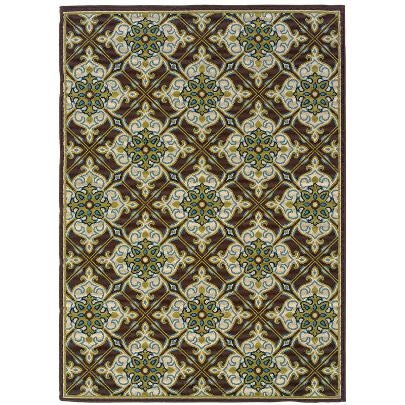 Caspian 1005D Brown/ Ivory Indoor/Outdoor Area Rug - 8'6" x 13'