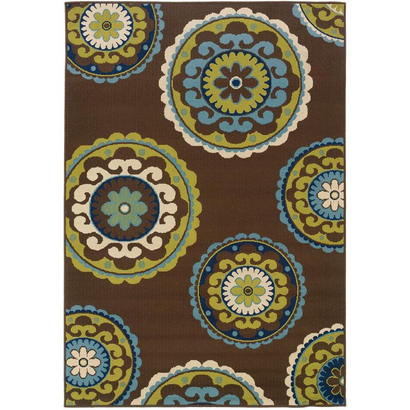 Caspian 859D6 Brown/ Green Indoor/Outdoor Area Rug - 8'6" x 13'