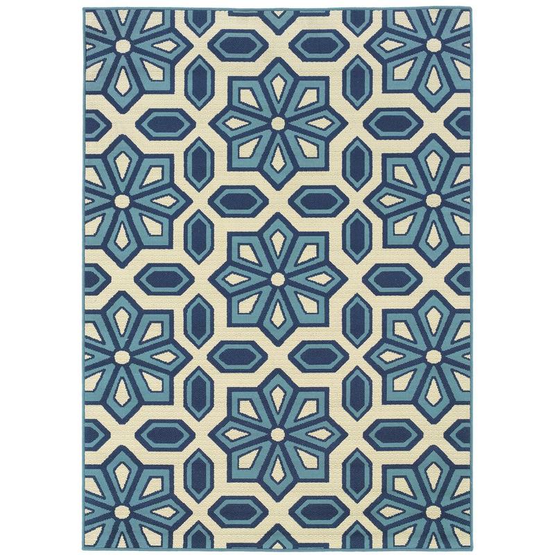 Caspian 969W6 Ivory/ Blue Indoor/Outdoor Area Rug - 7'10" x 10'10"