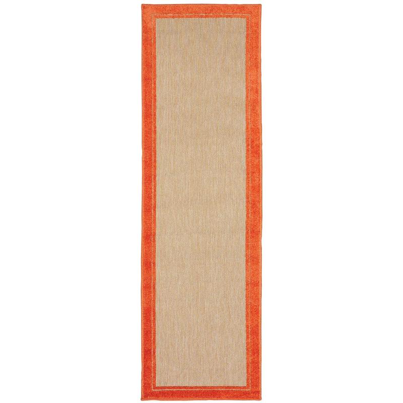 Cayman 5594Q Sand/ Orange Indoor/Outdoor Area Rug - 2'3" x 7'6"