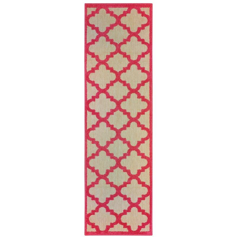 Cayman 660P9 Sand/ Pink Indoor/Outdoor Area Rug - 2'3" x 7'6"