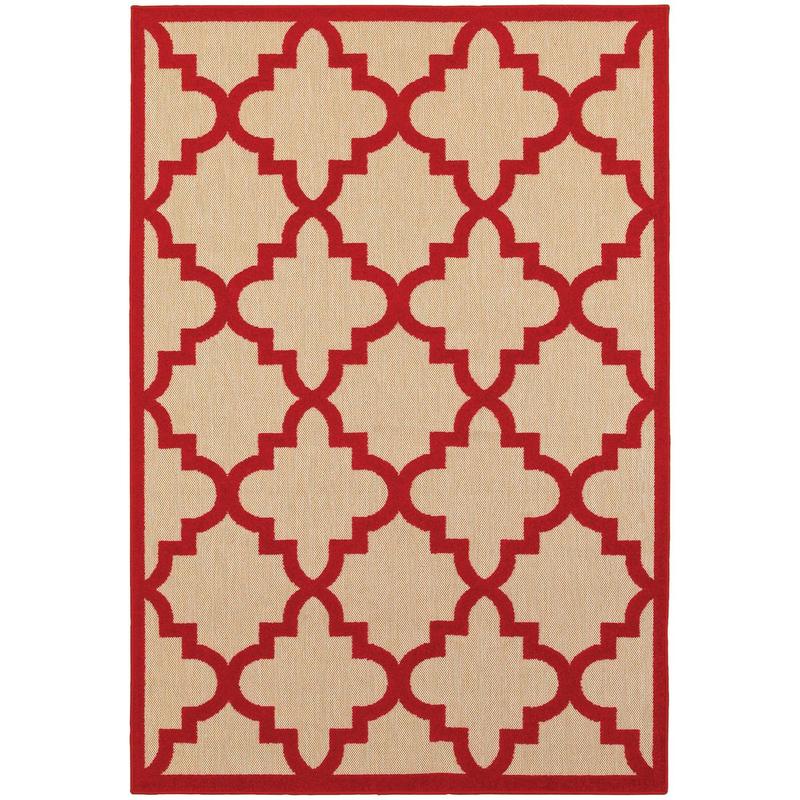 Cayman 660R9 Sand/ Red Indoor/Outdoor Area Rug - 1'10" x 3'3"