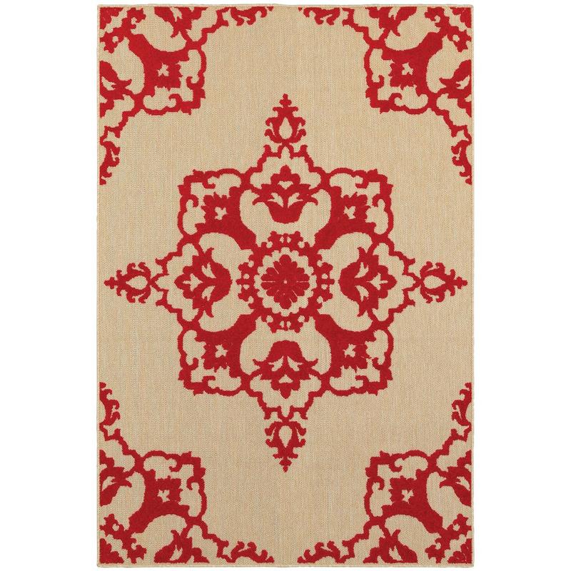 Cayman 097R9 Sand/ Red Indoor/Outdoor Area Rug - 1'10" x 3'3"