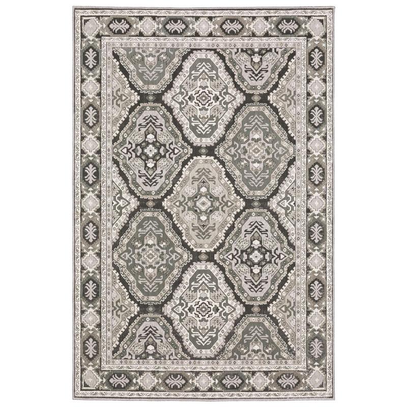 Ellington ELL04 Grey/ Ivory Indoor Area Rug - 5'3" x 7'6"