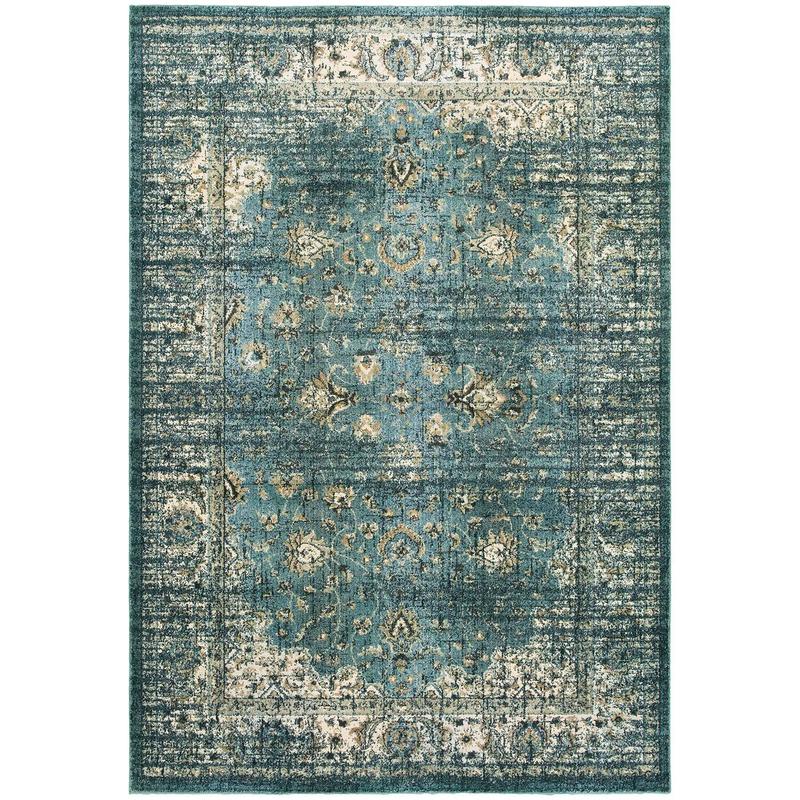 Empire 114L4 Blue/ Ivory Indoor Area Rug - 9'10" x 12'10"