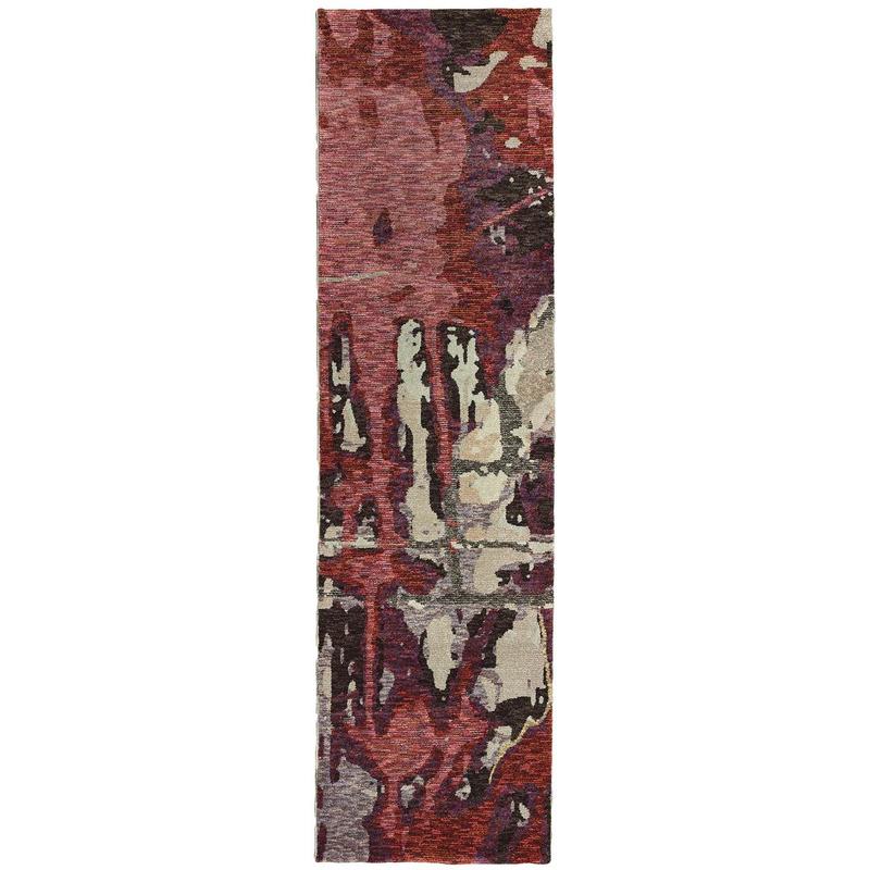 Evolution 8028B Red/ Beige Indoor Area Rug - 2'6" x 12'