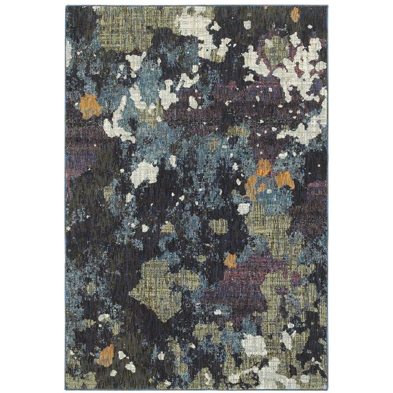 Evolution 8029A Navy/ Green Indoor Area Rug - 1'10" x 3'2"