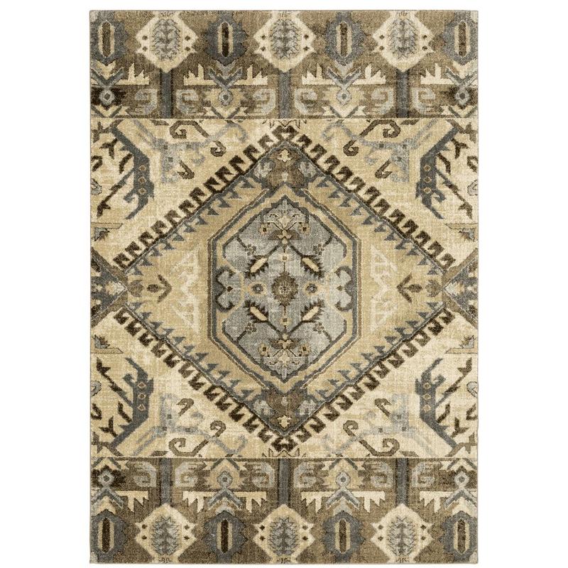 Florence 5090D Tan/ Gold Indoor Area Rug - 5'3" x 7'6"