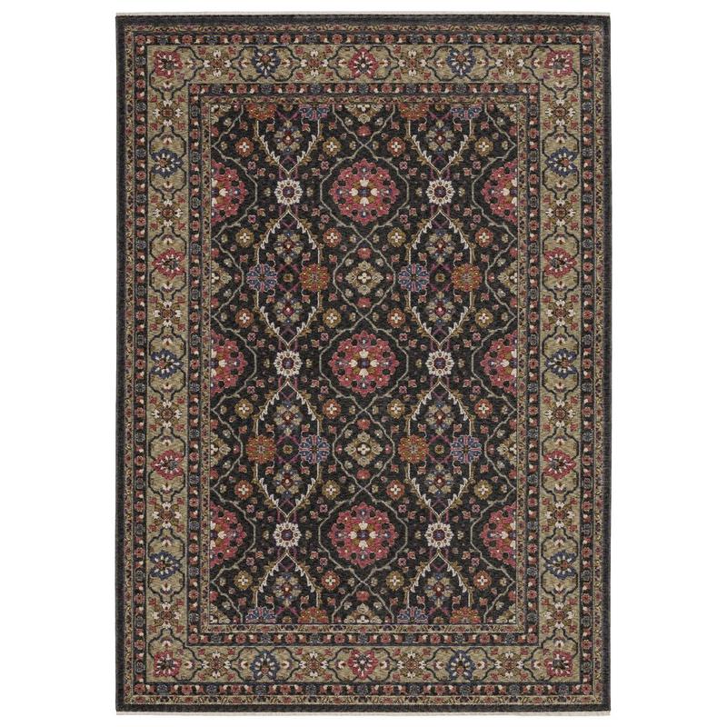 Hastings HA07D Charcoal/ Pink Indoor Area Rug - 5'3" x 7'6"