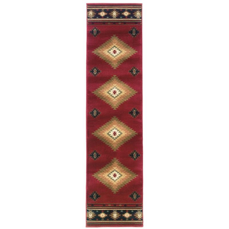 Hudson 087K1 Red/ Green Indoor Area Rug - 1'10" x 7'6"