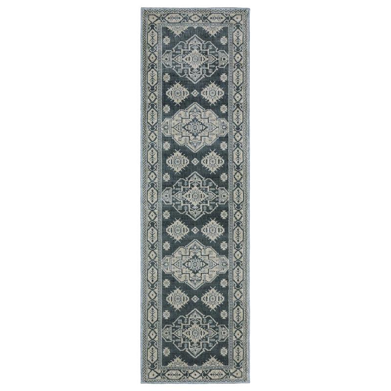 Intrigue INT05 Blue/ Grey Indoor Area Rug - 2'3" x 7'6"