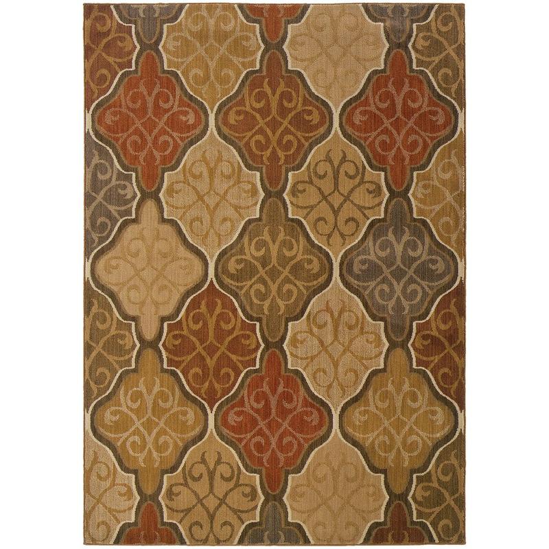Kasbah 3832C Orange/ Gold Indoor Area Rug - 9'10" x 12'10"
