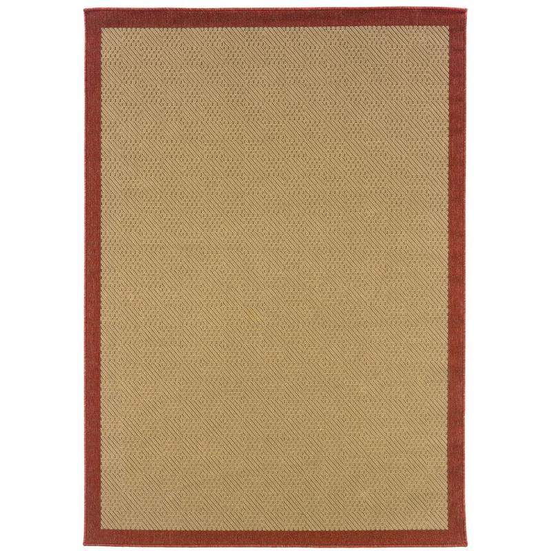 Lanai 525O8 Beige/ Red Indoor/Outdoor Area Rug - 3'7" x 5'6"