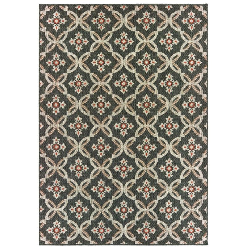 Latitude 1904K Grey/ Orange Indoor/Outdoor Area Rug