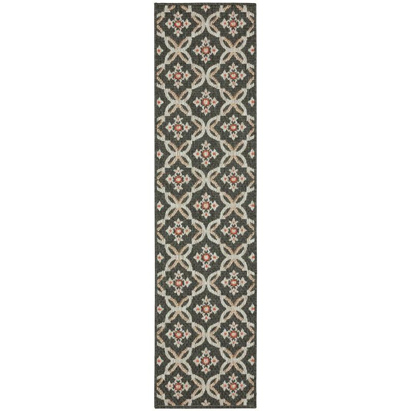 Latitude 1904K Grey/ Orange Indoor/Outdoor Area Rug - 1'10" x 7'6"