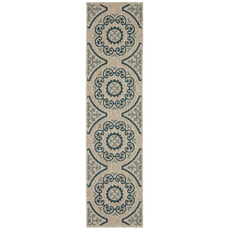 Latitude 609X3 Grey/ Teal Indoor/Outdoor Area Rug