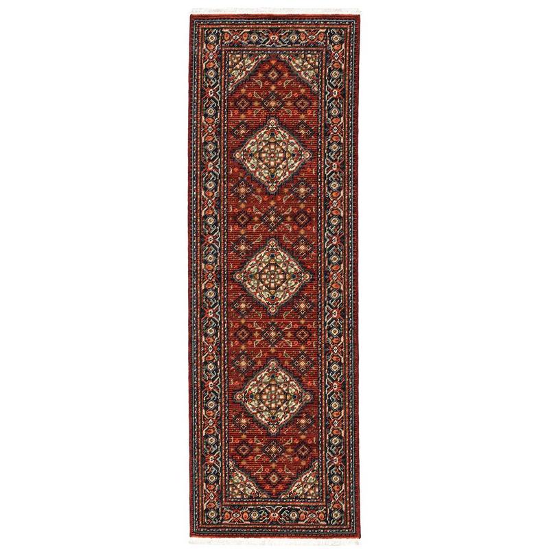 Lilihan 001C6 Red/ Blue Indoor Area Rug - 2' x 6'