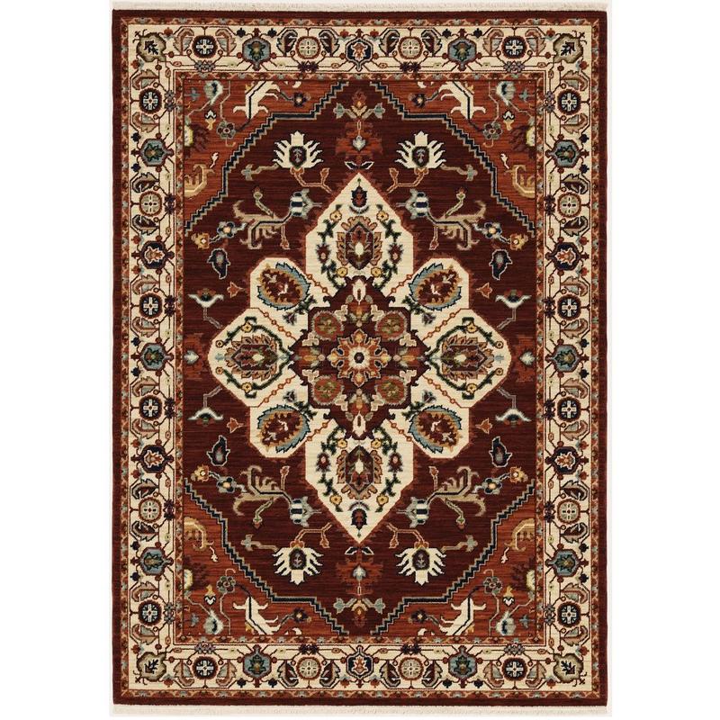 Lilihan 5502C Red/ Ivory Indoor Area Rug - 2' x 3'