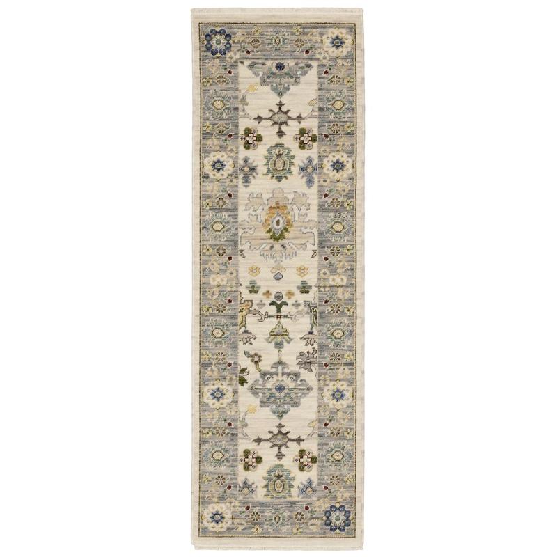 Lucca 846H1 Ivory/ Blue Indoor Area Rug - 2' x 6'