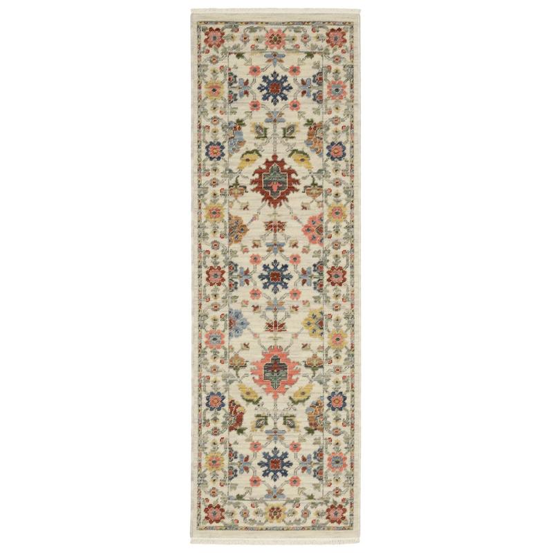 Lucca 093W1 Ivory/ Multi Indoor Area Rug - 2' x 6'