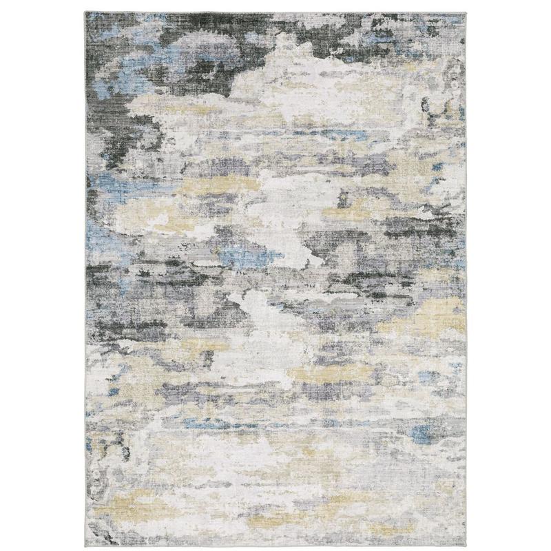 Malibu MAL01 Grey/ Blue Machine Washable Indoor Area Rug - 2' x 3'