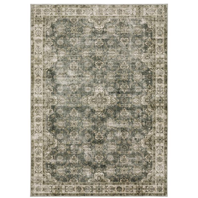 Malibu MAL04 Green/ Beige Machine Washable Indoor Area Rug