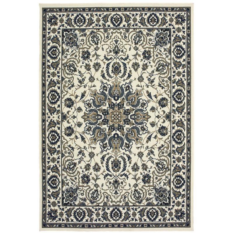 Marina 1248W Ivory/ Navy Indoor/Outdoor Area Rug