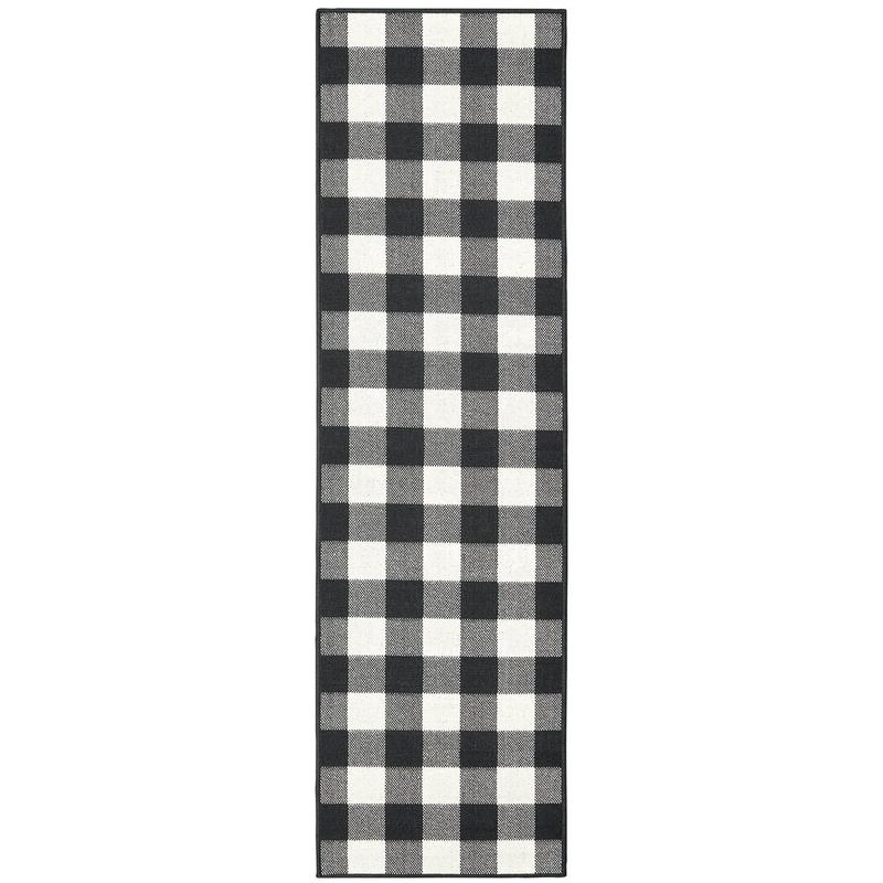 Marina 1932K Black/ Ivory Indoor/Outdoor Area Rug - 2'3" x 7'6"
