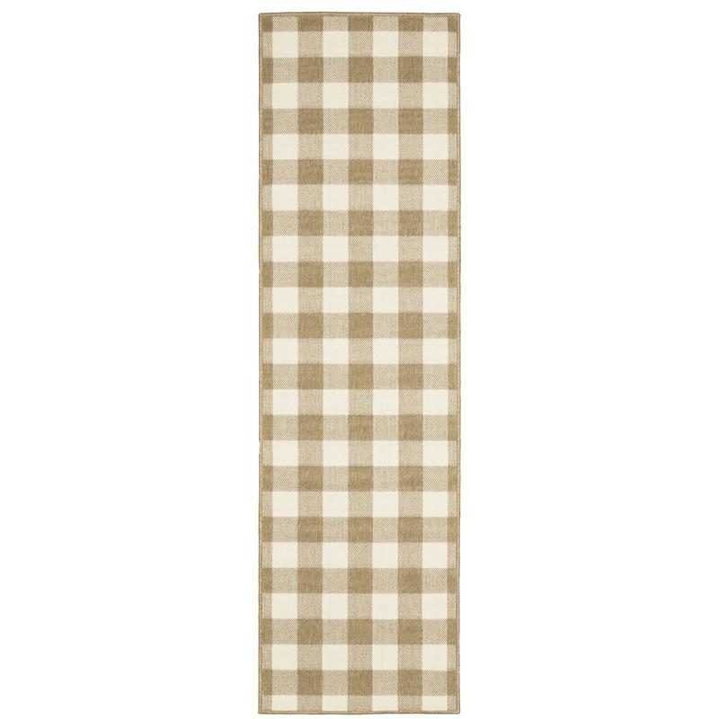 Marina 2598I Tan/ Ivory Indoor/Outdoor Area Rug - 2'3" x 7'6"