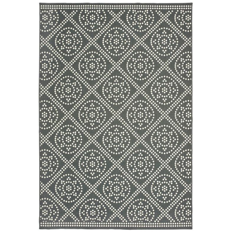 Marina 3969L Grey/ Ivory Indoor/Outdoor Area Rug - 1'9" x 3'9"