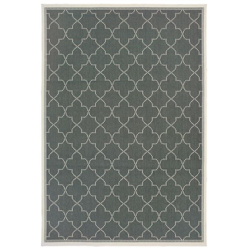 Marina 6025L Grey/ Ivory Indoor/Outdoor Area Rug - 1'9" x 3'9"