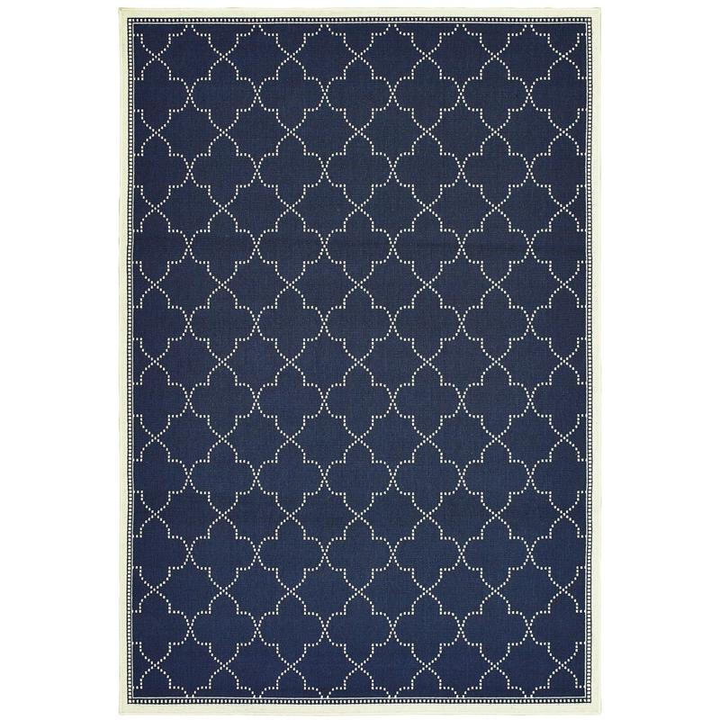 Marina 6025P Navy/ Ivory Indoor/Outdoor Area Rug - 2'5" x 4'5"