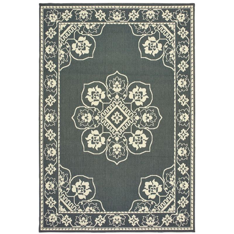 Marina 7764E Grey/ Ivory Indoor/Outdoor Area Rug - 1'9" x 3'9"