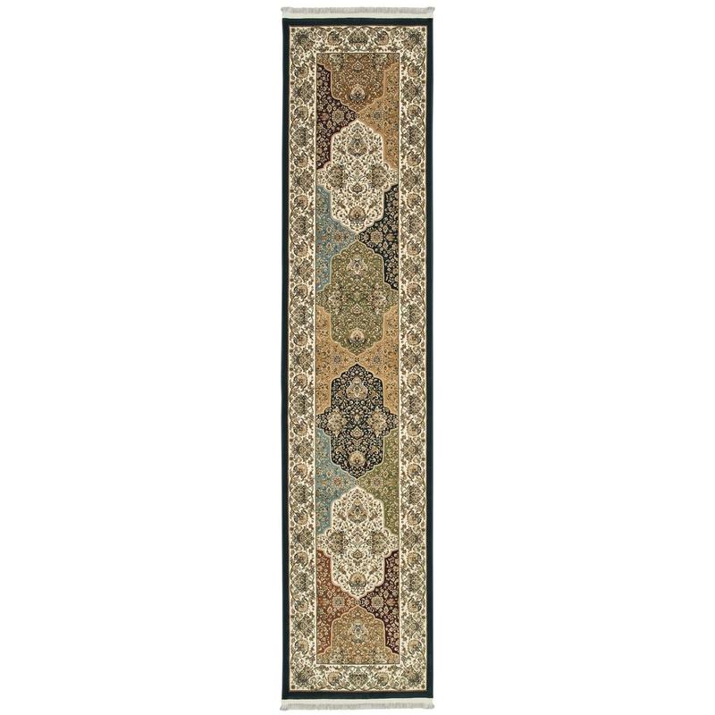 Masterpiece 1331X Navy/ Multi Indoor Area Rug - 2'3" x 10'