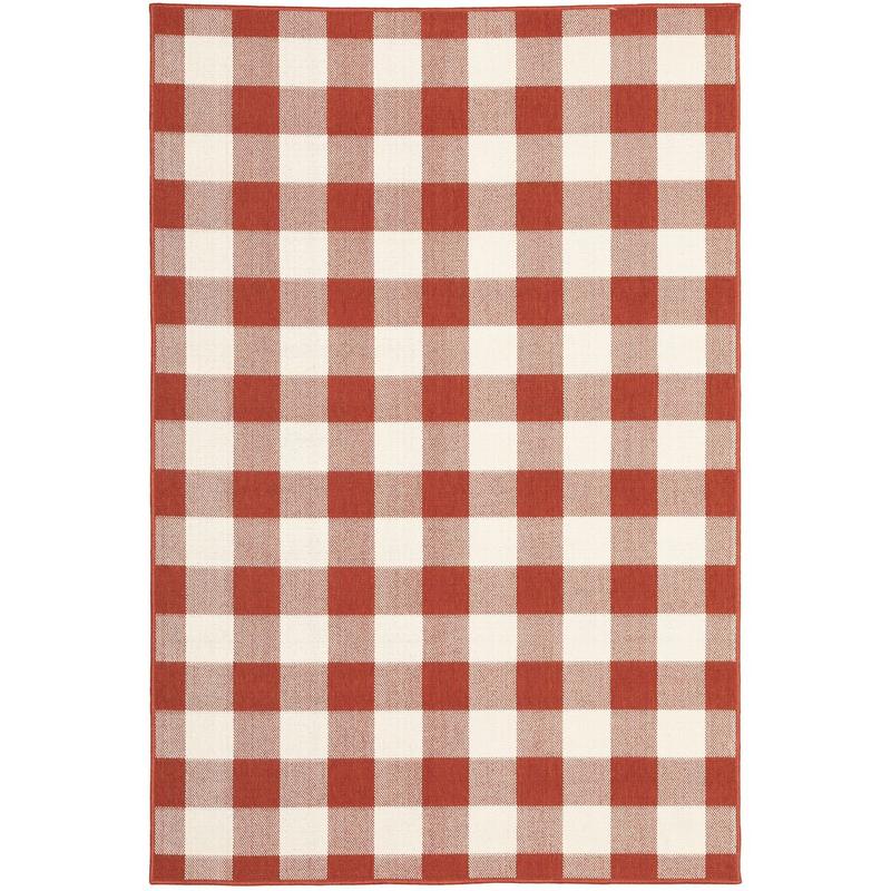 Meridian 2598R Red/ Ivory Indoor/Outdoor Area Rug - 1'10" x 2'10"